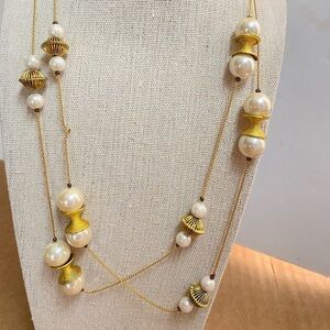 Vintage Faux Pearl Necklace. 23” (Doubled)